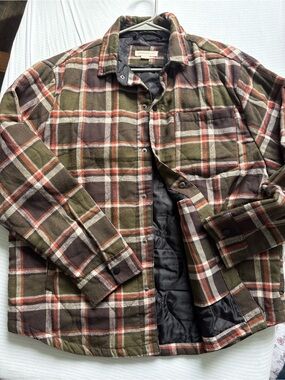 Men's Plaid Lined Jacket - Olive/Brown